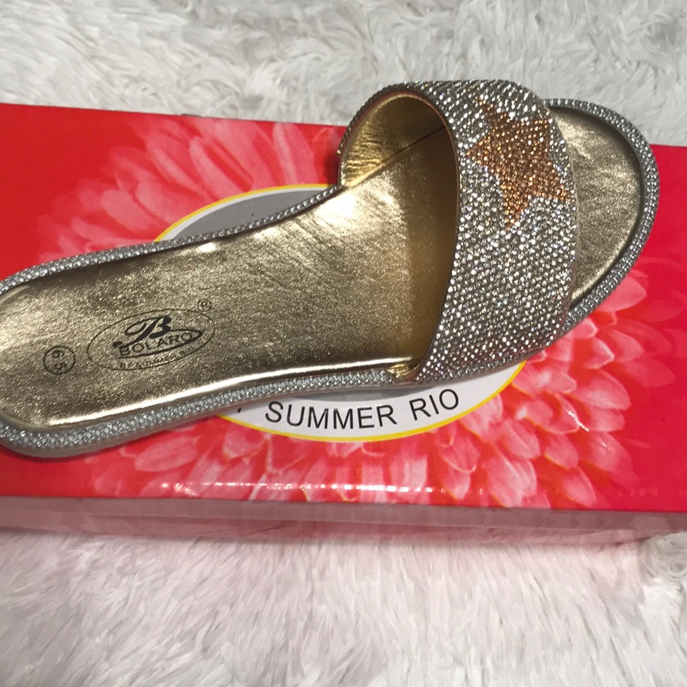 Champagne star rhinestone slides